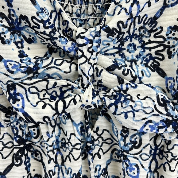Taylor Women’s Maxi Sz 12 Blue/White  Smocked Elastic Back Polyester Boho NWT - Picture 5 of 12